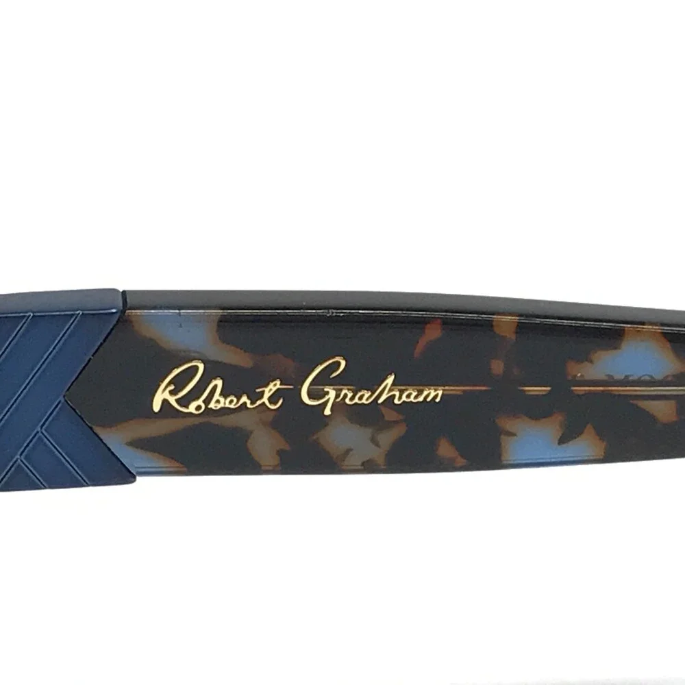Robert Graham Sunglasses HANK BLU Blue Brown Square Frames w/ Blue Mirror Lenses